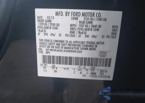 2013 Ford Edge Se z USA, uszkodzony, nr VIN 2FMDK4GCXDBB95320